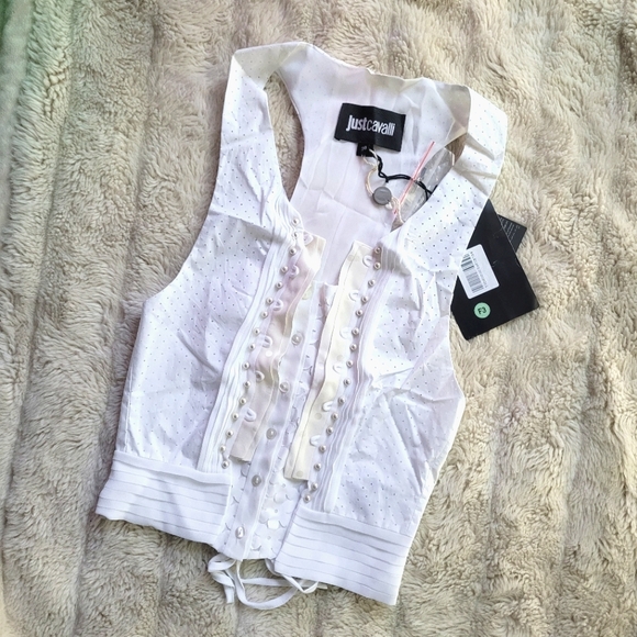 🍒NWT🍒 JUST CAVALLI 100% COTTON VEST TOP - Picture 9 of 13